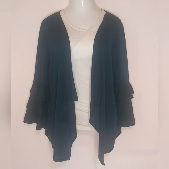 Andrea by Unit, Open Front Ruffle Bell Sleeve Sweater, Size M - Picture 1 of 2